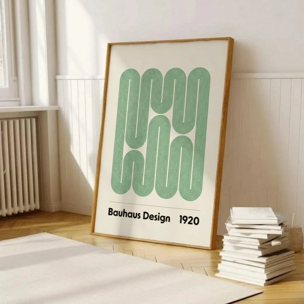 Bauhaus Abstract Wall Art – Green Modern Geometric Print | Minimal Mid-Century Design Poster by Grodo