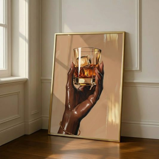 Black Woman Holding Wine Glass Art, Black Girl Art, Black Woman Art