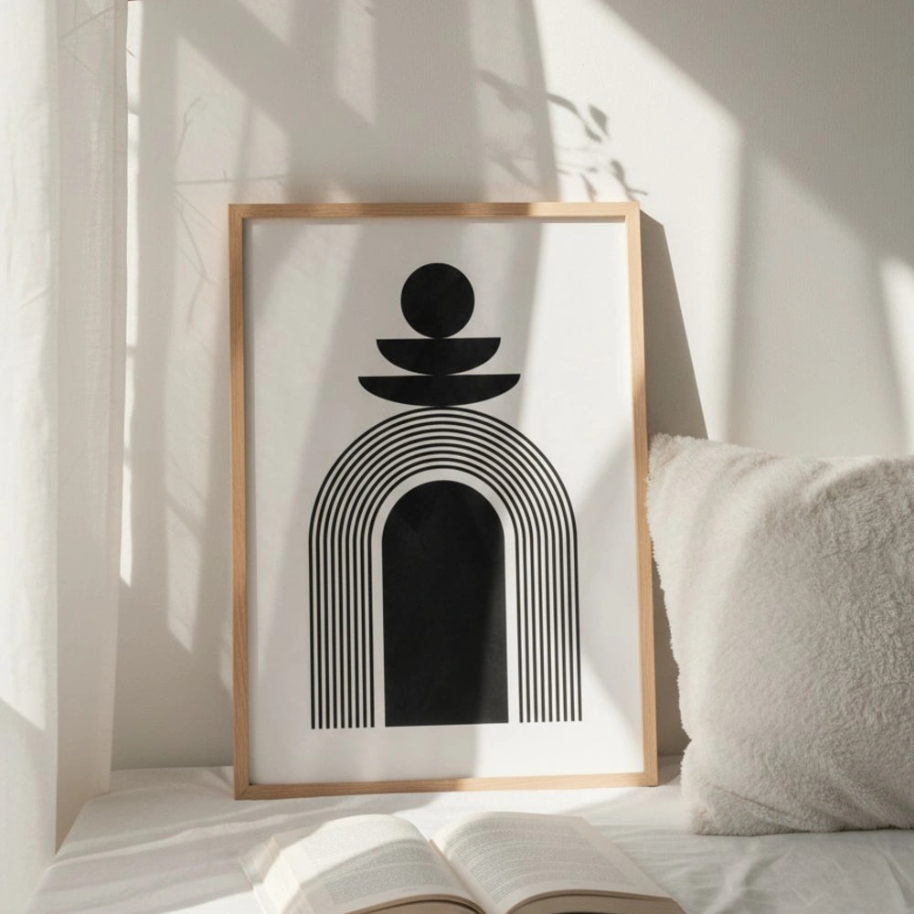 Minimalist Vase Wall Art – Botanical Line Drawing Print | Neutral Aesthetic Framed Poster for Living Room by Grodo