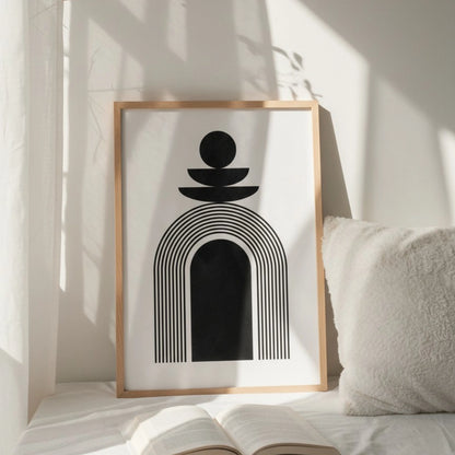 Minimalist Vase Wall Art – Botanical Line Drawing Print | Neutral Aesthetic Framed Poster for Living Room by Grodo