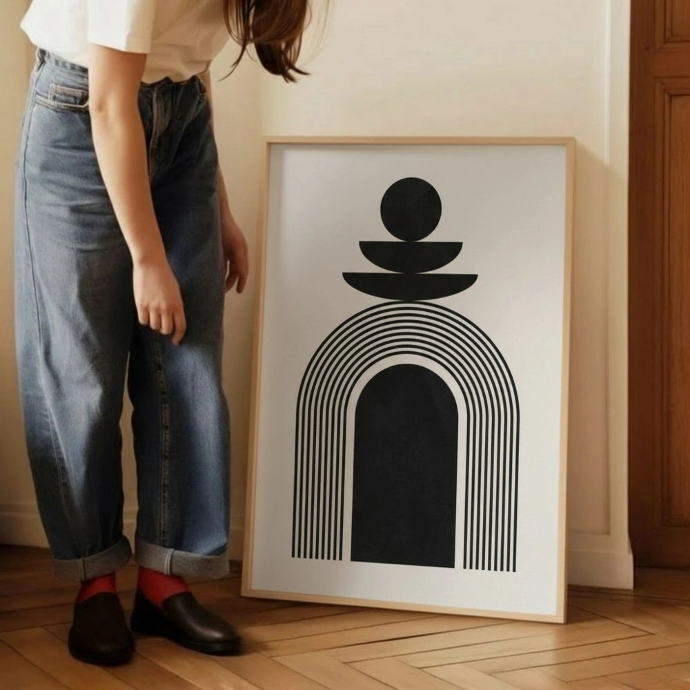 Minimalist Vase Wall Art – Botanical Line Drawing Print | Neutral Aesthetic Framed Poster for Living Room by Grodo