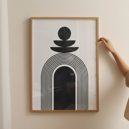 Minimalist Vase Wall Art – Botanical Line Drawing Print | Neutral Aesthetic Framed Poster for Living Room by Grodo