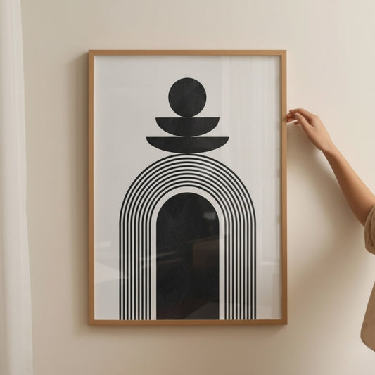 Minimalist Vase Wall Art – Botanical Line Drawing Print | Neutral Aesthetic Framed Poster for Living Room by Grodo