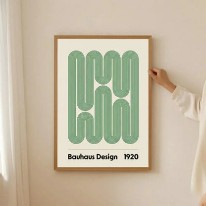 Bauhaus Abstract Wall Art – Green Modern Geometric Print | Minimal Mid-Century Design Poster by Grodo