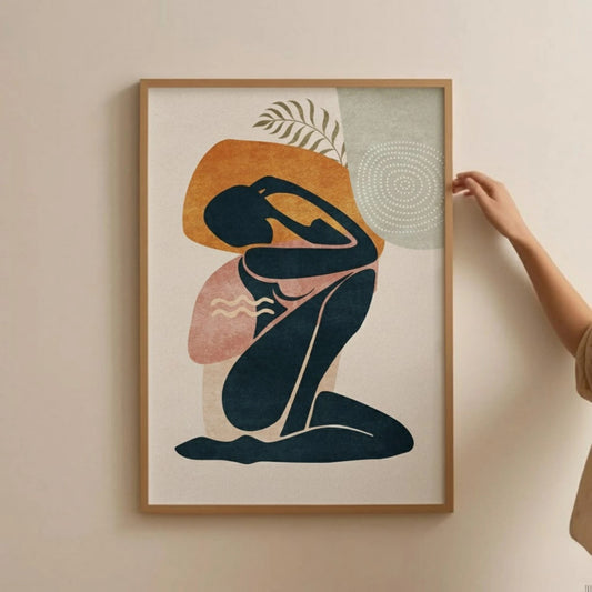Boho Abstract Woman Wall Art Print | Minimalist Female Silhouette Poster | Modern Line Art Decor