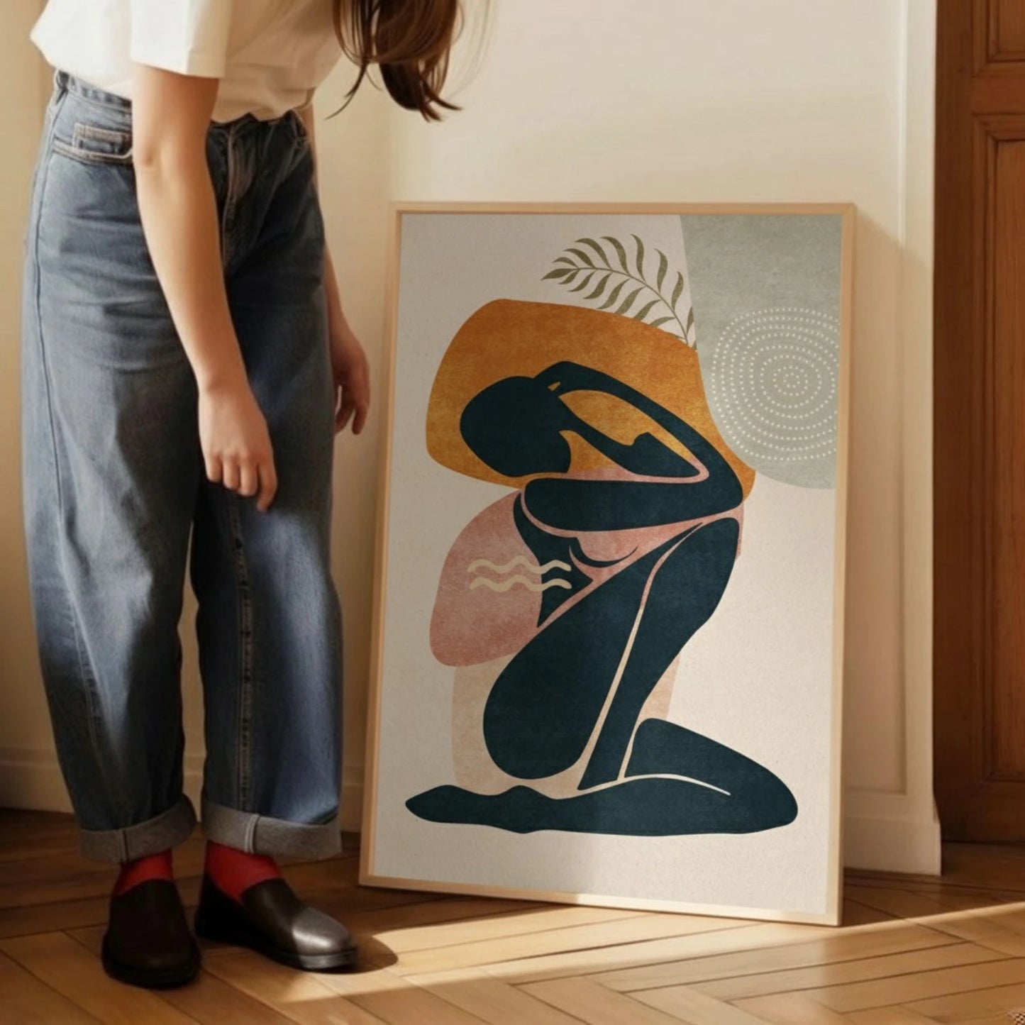 Boho Abstract Woman Wall Art Print | Minimalist Female Silhouette Poster | Modern Line Art Decor