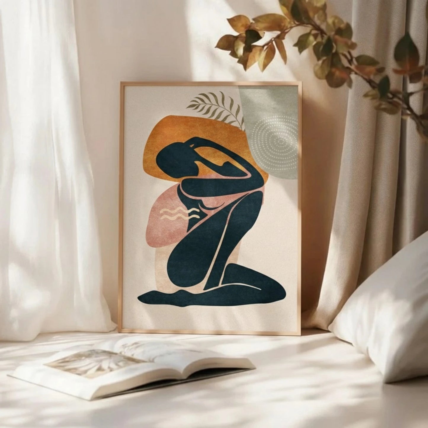 Boho Abstract Woman Wall Art Print | Minimalist Female Silhouette Poster | Modern Line Art Decor