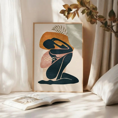Boho Abstract Woman Wall Art Print | Minimalist Female Silhouette Poster | Modern Line Art Decor