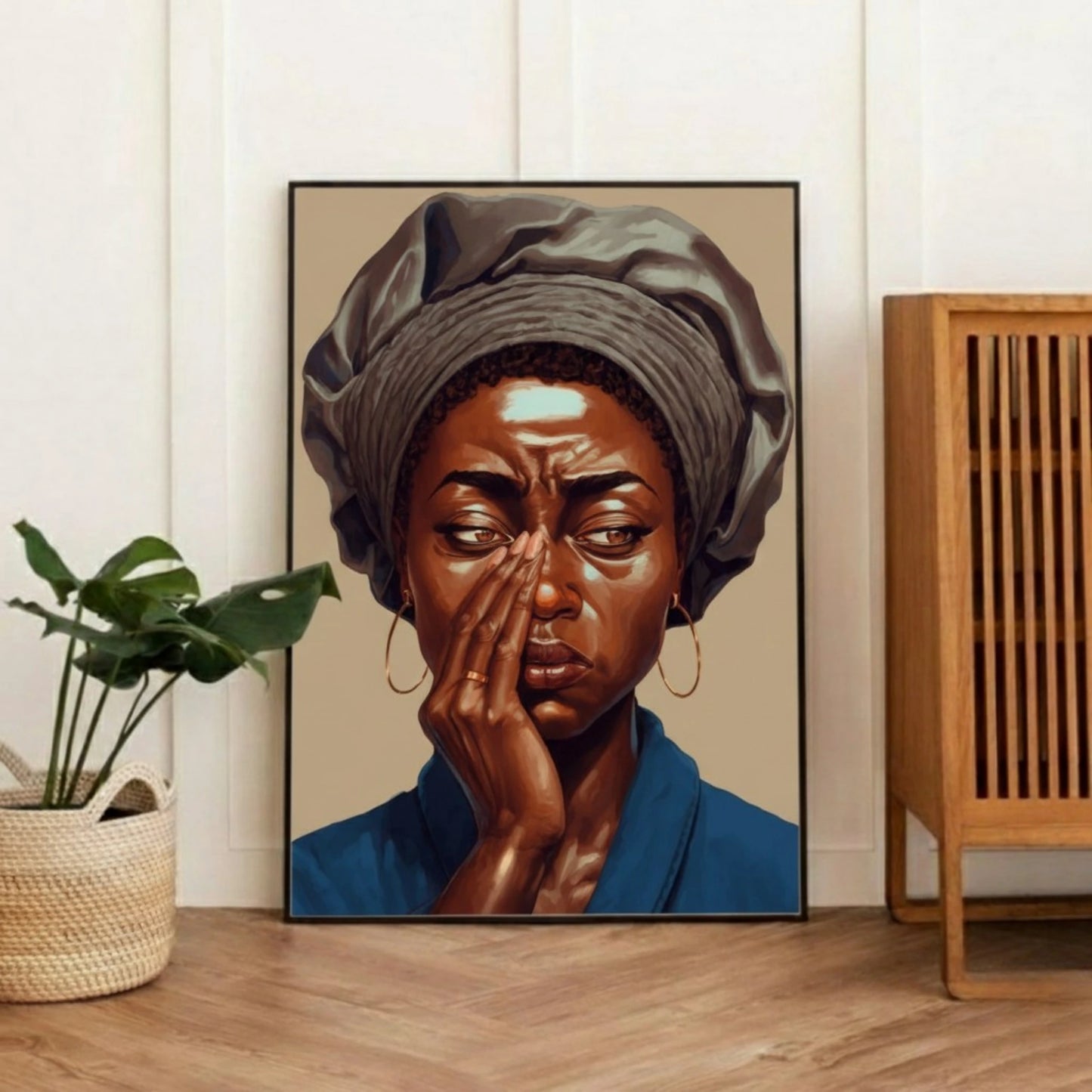Black Women Bathroom Wall Art, Black Girl Stank Face Art, Black Woman Art