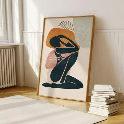Boho Abstract Woman Wall Art Print | Minimalist Female Silhouette Poster | Modern Line Art Decor