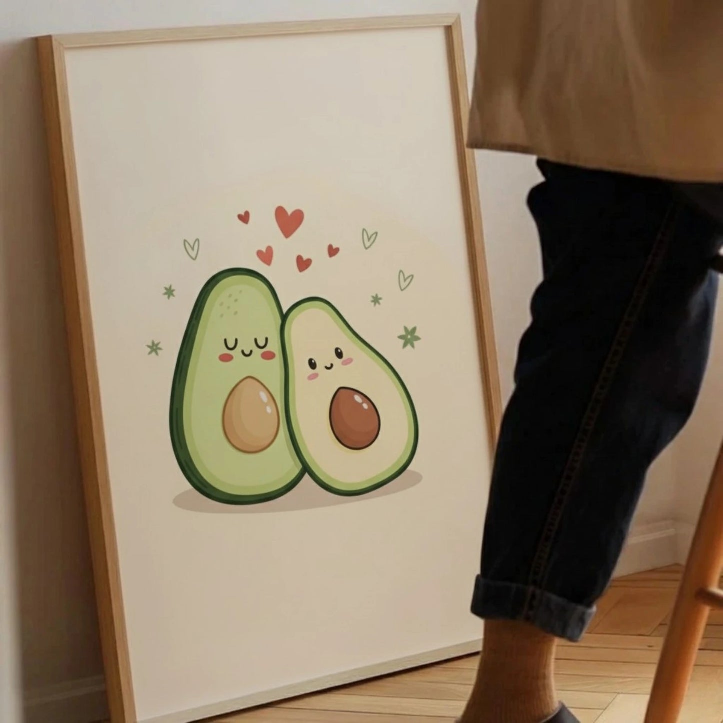 Cute Avocado Couple Wall Art Print | Kawaii Kitchen Decor | Cute Art for Kids Room & Decor