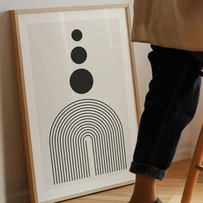 Geometric Arch Wall Art – Minimalist Neutral Shapes Print | Mid-Century Modern Framed Poster by Grodo