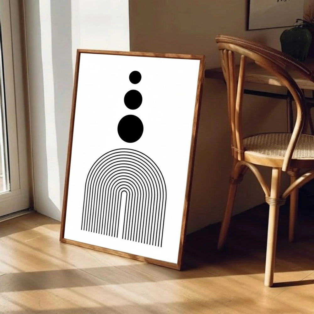 Geometric Arch Wall Art – Minimalist Neutral Shapes Print | Mid-Century Modern Framed Poster by Grodo