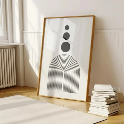 Geometric Arch Wall Art – Minimalist Neutral Shapes Print | Mid-Century Modern Framed Poster by Grodo