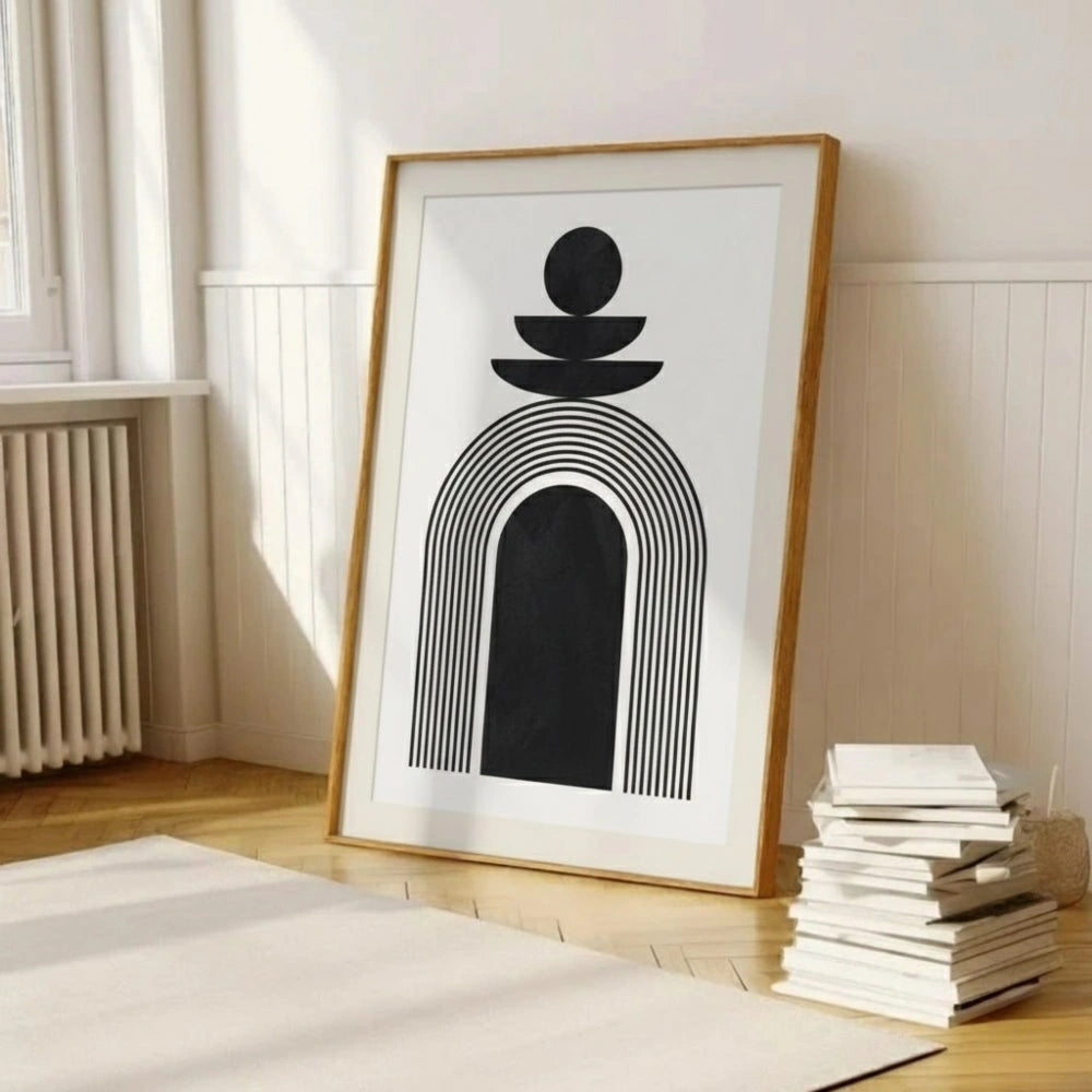 Minimalist Vase Wall Art – Botanical Line Drawing Print | Neutral Aesthetic Framed Poster for Living Room by Grodo