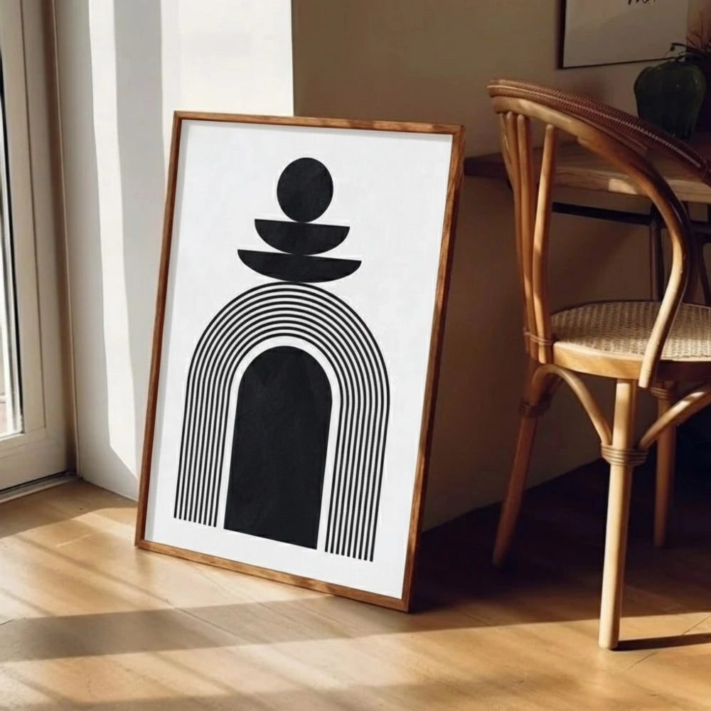 Minimalist Vase Wall Art – Botanical Line Drawing Print | Neutral Aesthetic Framed Poster for Living Room by Grodo