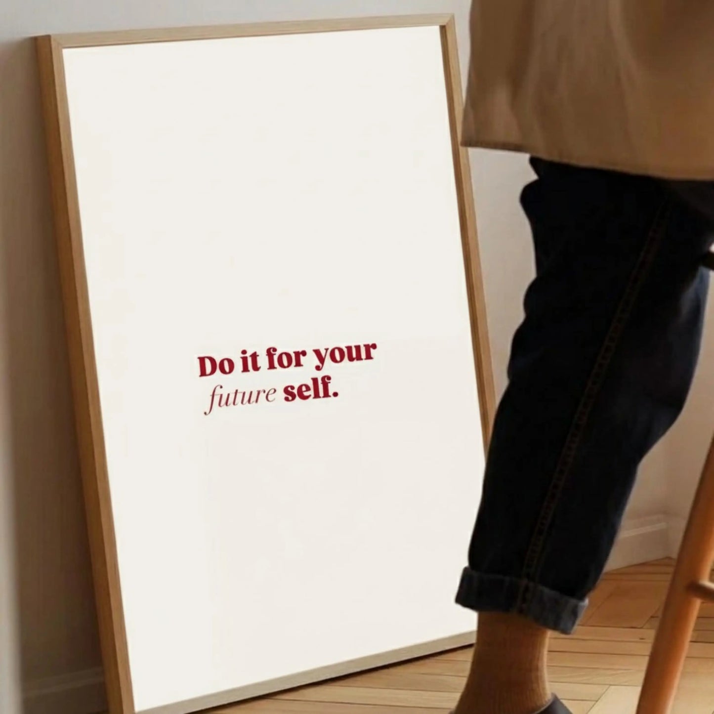 Yes You Can Wall Art – Motivational Quote Print | Retro Typography Framed Poster for Home Office by Grodo