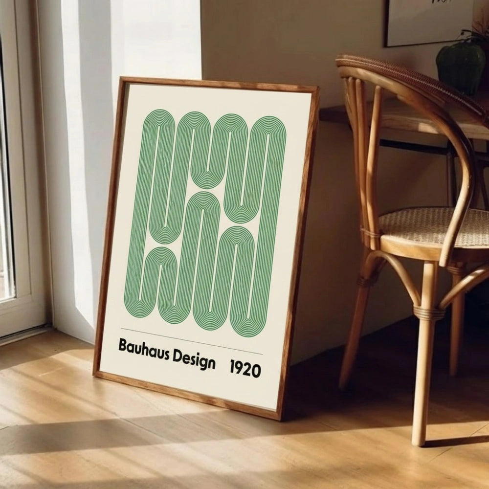 Bauhaus Abstract Wall Art – Green Modern Geometric Print | Minimal Mid-Century Design Poster by Grodo