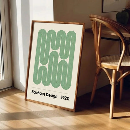 Bauhaus Abstract Wall Art – Green Modern Geometric Print | Minimal Mid-Century Design Poster by Grodo