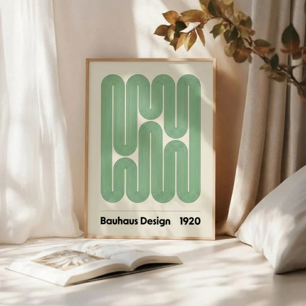 Bauhaus Abstract Wall Art – Green Modern Geometric Print | Minimal Mid-Century Design Poster by Grodo