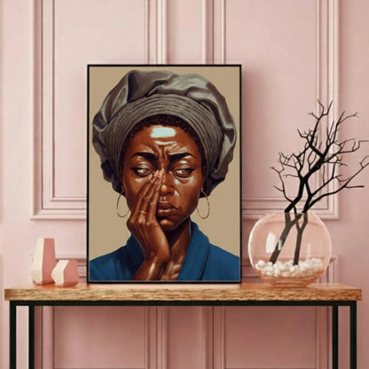 Black Women Bathroom Wall Art, Black Girl Stank Face Art, Black Woman Art