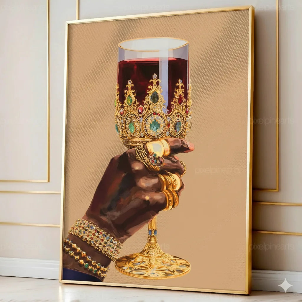 Black Woman Art, Wine Glass Art, Black Girl Wall Art, Black Woman Wall Art