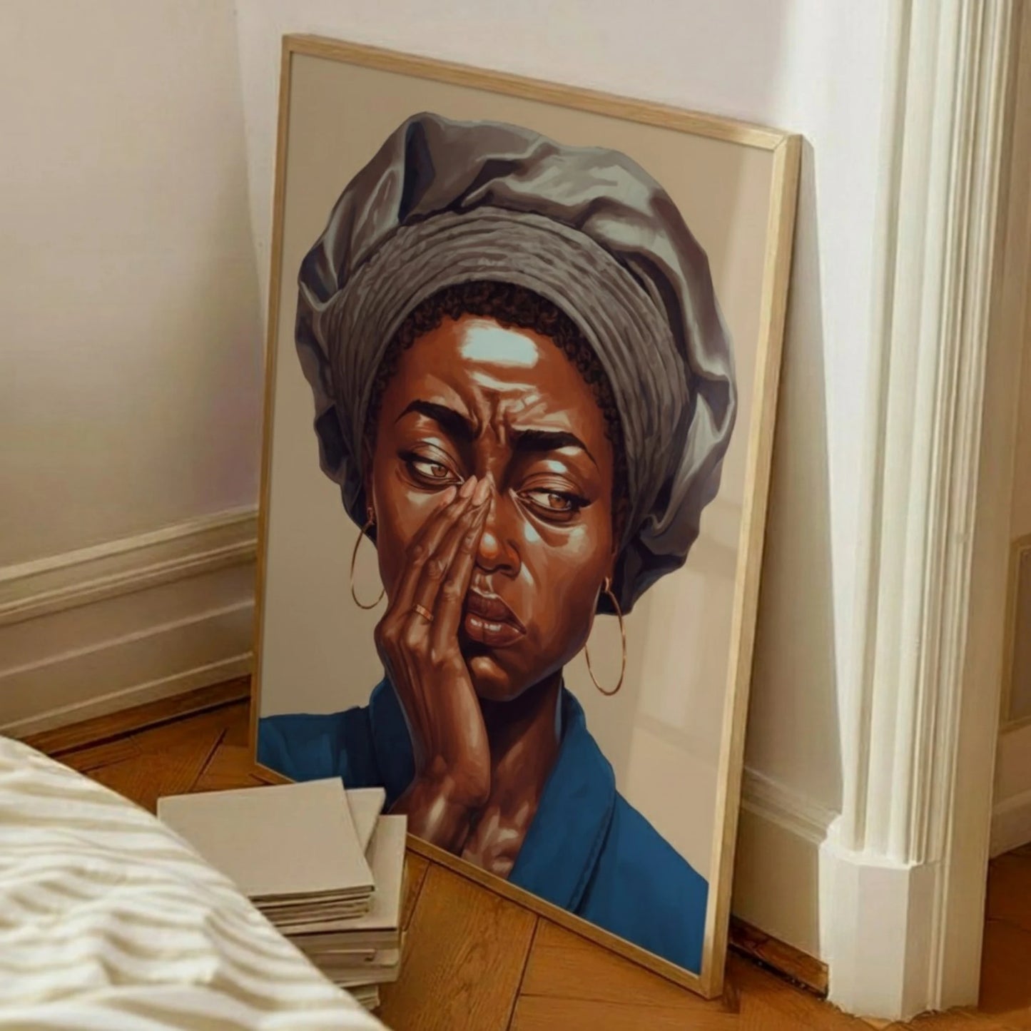 Black Women Bathroom Wall Art, Black Girl Stank Face Art, Black Woman Art