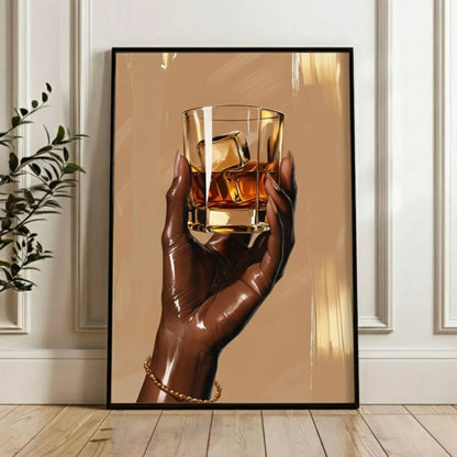 Black Woman Holding Wine Glass Art, Black Girl Art, Black Woman Art