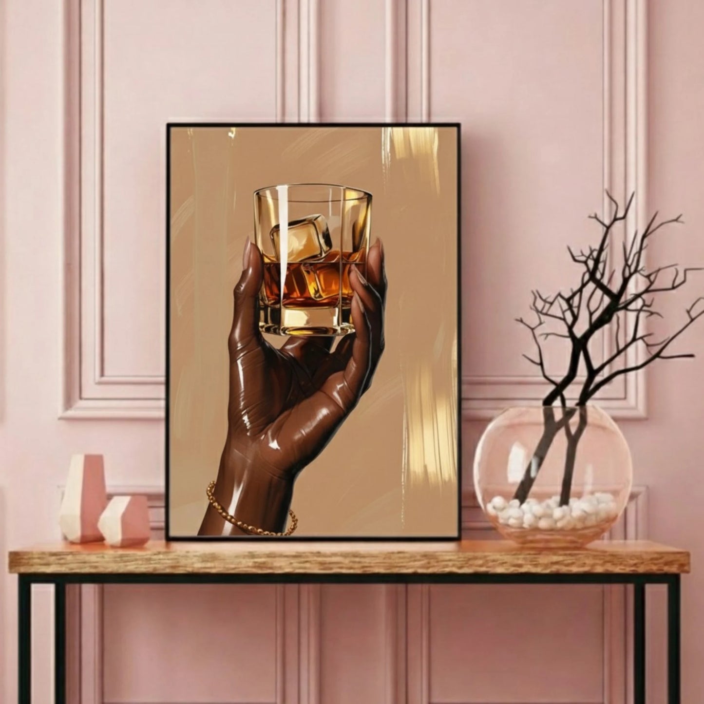 Black Woman Holding Wine Glass Art, Black Girl Art, Black Woman Art