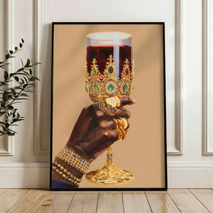 Black Woman Art, Wine Glass Art, Black Girl Wall Art, Black Woman Wall Art