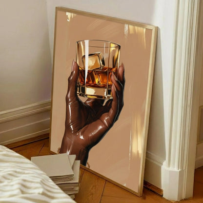 Black Woman Holding Wine Glass Art, Black Girl Art, Black Woman Art