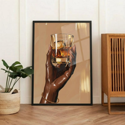 Black Woman Holding Wine Glass Art, Black Girl Art, Black Woman Art